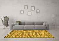 Machine Washable Southwestern Yellow Country Rug, wshtr3047yw