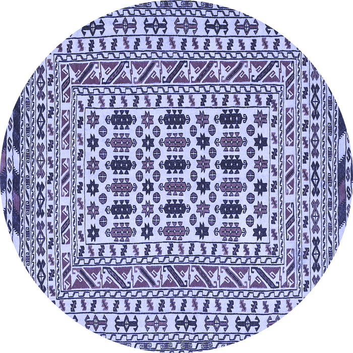 Round Machine Washable Southwestern Blue Country Rug, wshtr3047blu