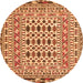 Machine Washable Southwestern Orange Country Area Rugs, wshtr3047org