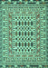 Machine Washable Southwestern Turquoise Country Area Rugs, wshtr3047turq