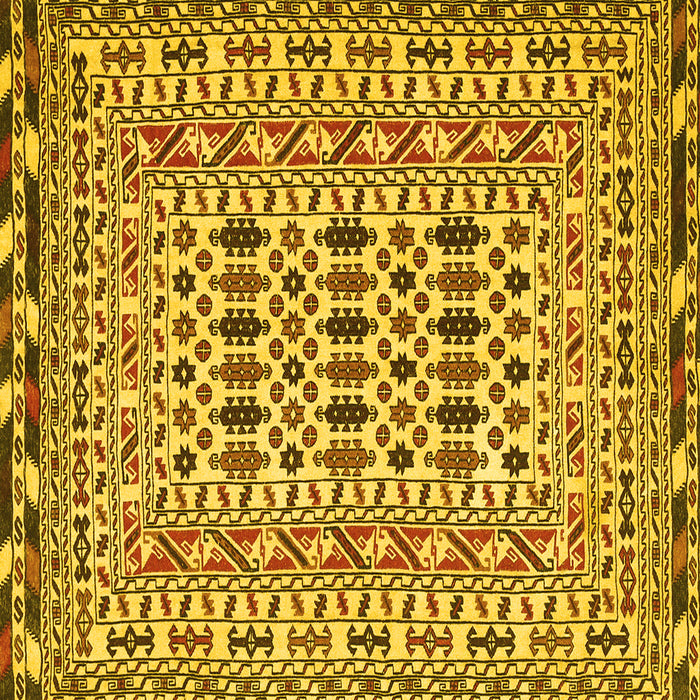 Square Machine Washable Southwestern Yellow Country Rug, wshtr3047yw
