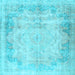 Square Machine Washable Persian Light Blue Traditional Rug, wshtr3048lblu