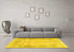 Machine Washable Persian Yellow Traditional Rug in a Living Room, wshtr3048yw