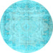 Round Persian Light Blue Traditional Rug, tr3048lblu