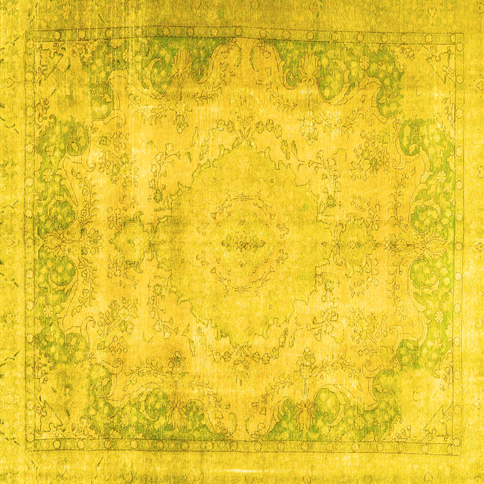 Square Machine Washable Persian Yellow Traditional Rug, wshtr3048yw