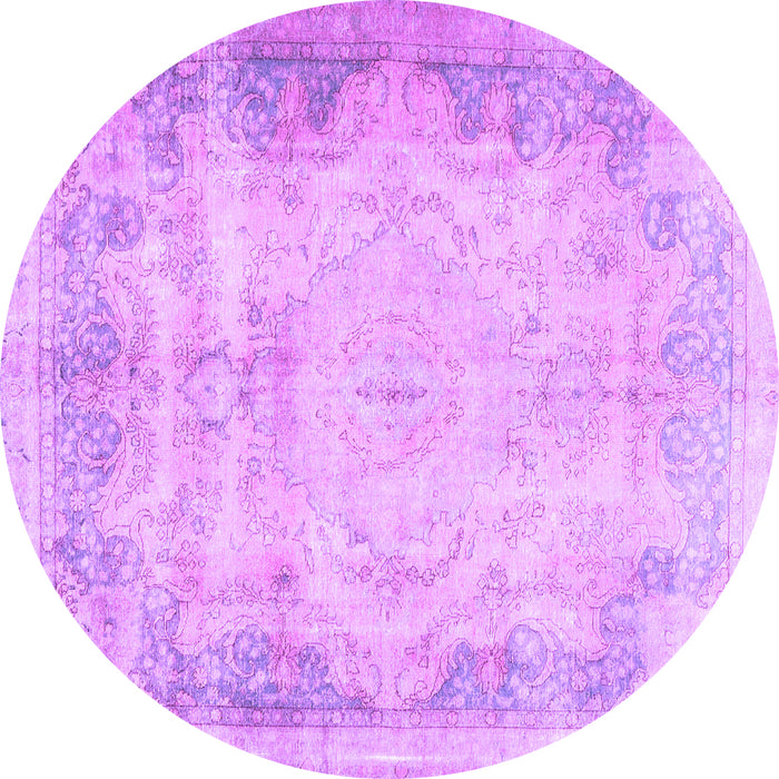 Round Machine Washable Persian Purple Traditional Area Rugs, wshtr3048pur