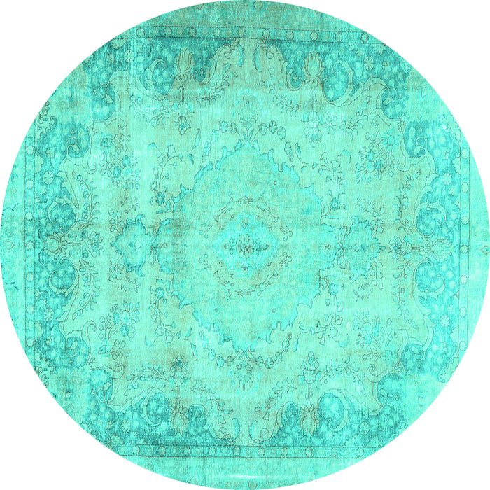 Round Persian Turquoise Traditional Rug, tr3048turq