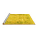 Sideview of Machine Washable Persian Yellow Traditional Rug, wshtr3048yw