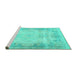 Sideview of Machine Washable Persian Turquoise Traditional Area Rugs, wshtr3048turq