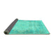 Sideview of Persian Turquoise Traditional Rug, tr3048turq