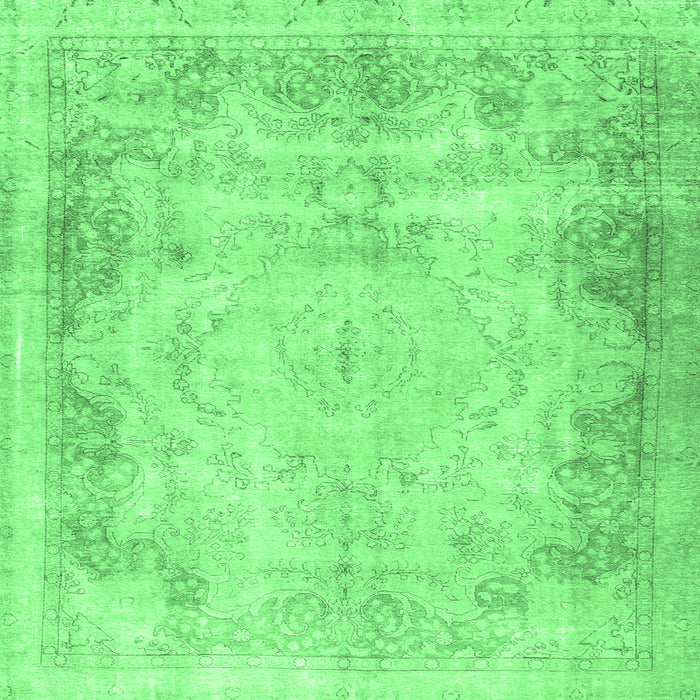 Square Machine Washable Persian Emerald Green Traditional Area Rugs, wshtr3048emgrn
