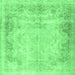 Square Machine Washable Persian Emerald Green Traditional Area Rugs, wshtr3048emgrn