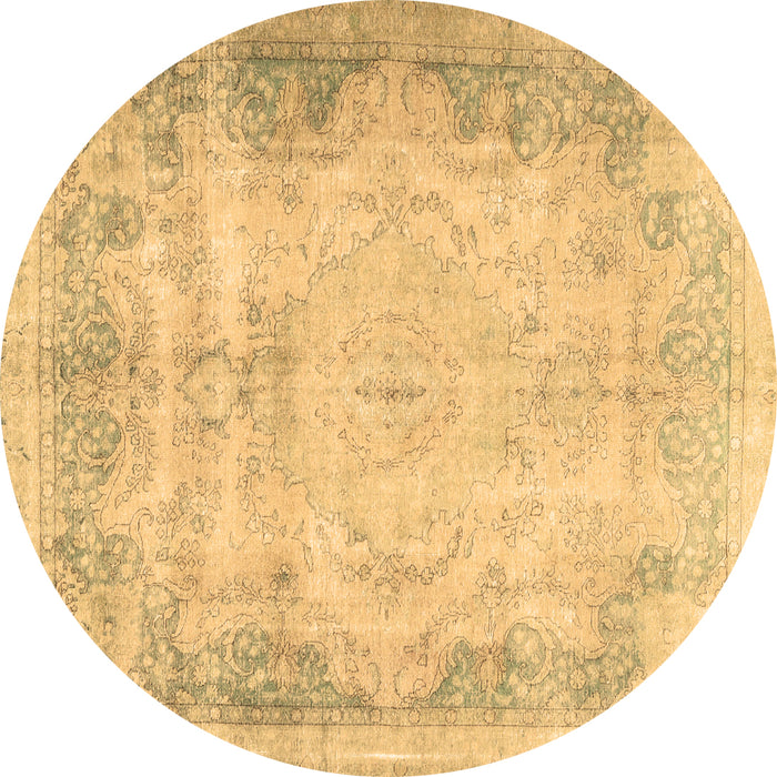 Round Machine Washable Persian Brown Traditional Rug, wshtr3048brn