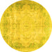 Round Persian Yellow Traditional Rug, tr3048yw