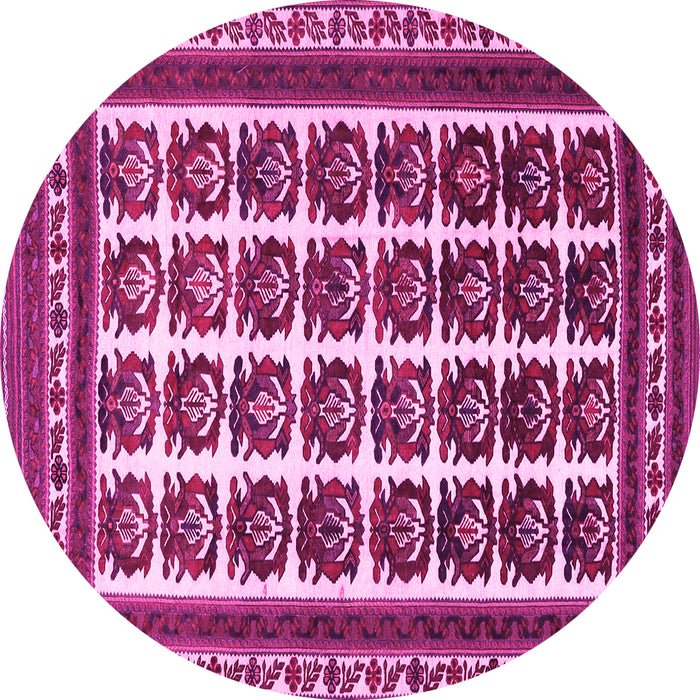 Round Machine Washable Persian Pink Traditional Rug, wshtr3049pnk