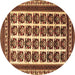 Round Persian Brown Traditional Rug, tr3049brn