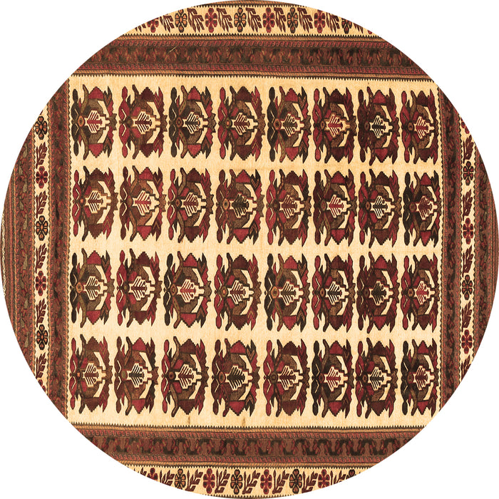 Round Machine Washable Persian Brown Traditional Rug, wshtr3049brn