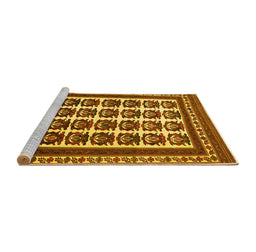 Sideview of Machine Washable Persian Yellow Traditional Rug, wshtr3049yw