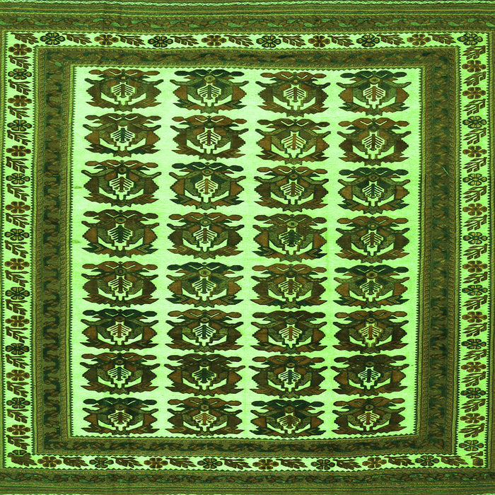 Round Machine Washable Persian Green Traditional Area Rugs, wshtr3049grn