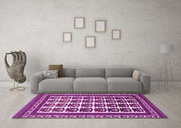 Machine Washable Persian Purple Traditional Area Rugs in a Living Room, wshtr3049pur