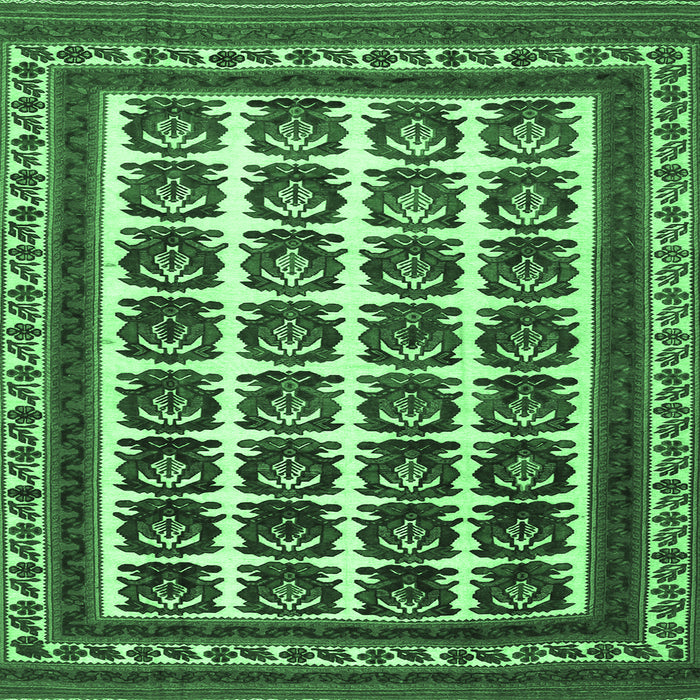 Square Machine Washable Persian Emerald Green Traditional Area Rugs, wshtr3049emgrn