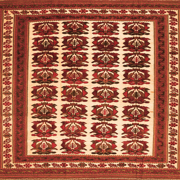 Round Machine Washable Persian Orange Traditional Area Rugs, wshtr3049org