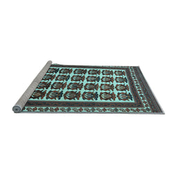 Sideview of Machine Washable Persian Light Blue Traditional Rug, wshtr3049lblu