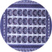 Round Machine Washable Persian Blue Traditional Rug, wshtr3049blu