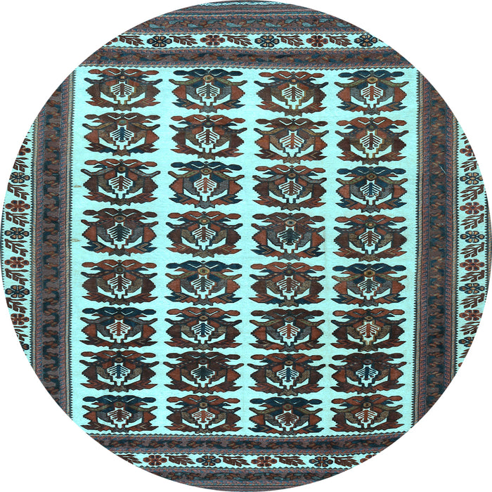 Round Machine Washable Persian Light Blue Traditional Rug, wshtr3049lblu