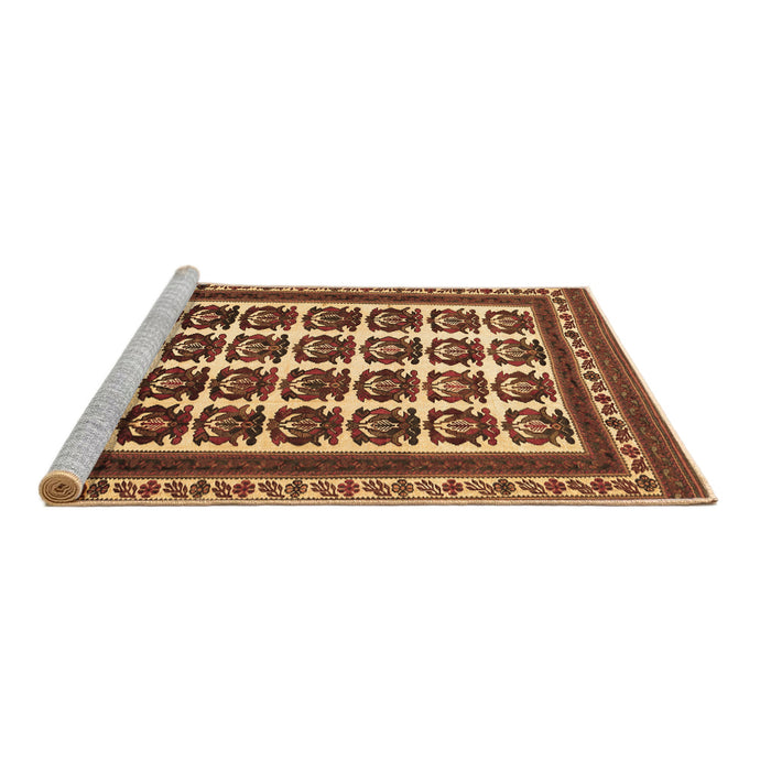 Sideview of Machine Washable Persian Brown Traditional Rug, wshtr3049brn