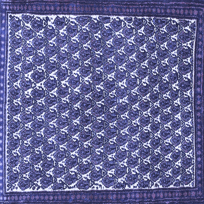 Square Machine Washable Persian Blue Traditional Rug, wshtr304blu