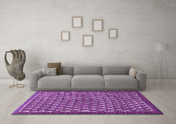 Machine Washable Persian Purple Traditional Area Rugs in a Living Room, wshtr304pur