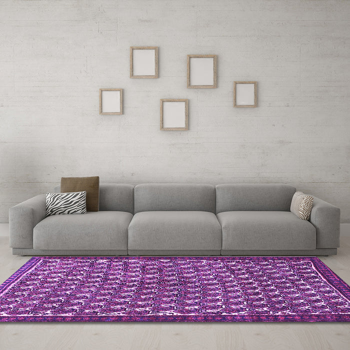 Machine Washable Persian Purple Traditional Area Rugs in a Living Room, wshtr304pur