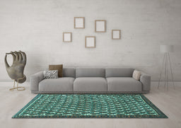 Machine Washable Persian Turquoise Traditional Area Rugs in a Living Room,, wshtr304turq