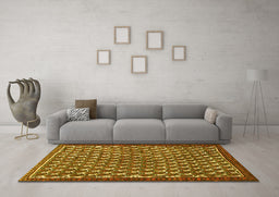 Machine Washable Persian Yellow Traditional Rug in a Living Room, wshtr304yw