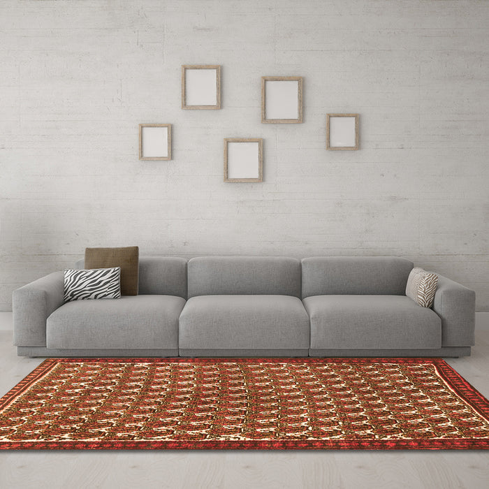 Machine Washable Persian Orange Traditional Area Rugs in a Living Room, wshtr304org
