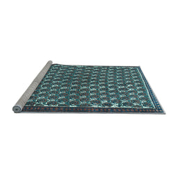 Sideview of Machine Washable Persian Light Blue Traditional Rug, wshtr304lblu