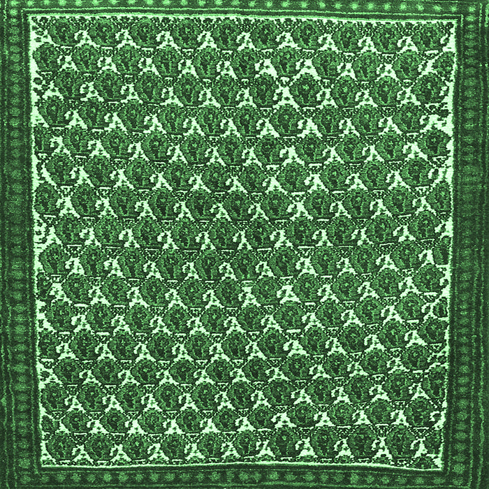 Square Persian Emerald Green Traditional Rug, tr304emgrn