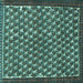 Square Machine Washable Persian Turquoise Traditional Area Rugs, wshtr304turq