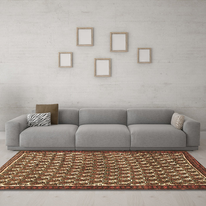 Machine Washable Persian Brown Traditional Rug in a Living Room,, wshtr304brn