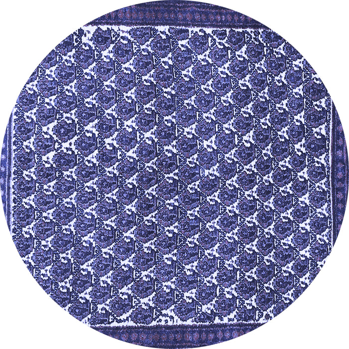 Round Machine Washable Persian Blue Traditional Rug, wshtr304blu