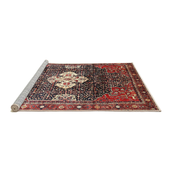 Sideview of Machine Washable Traditional Saffron Red Rug, wshtr305