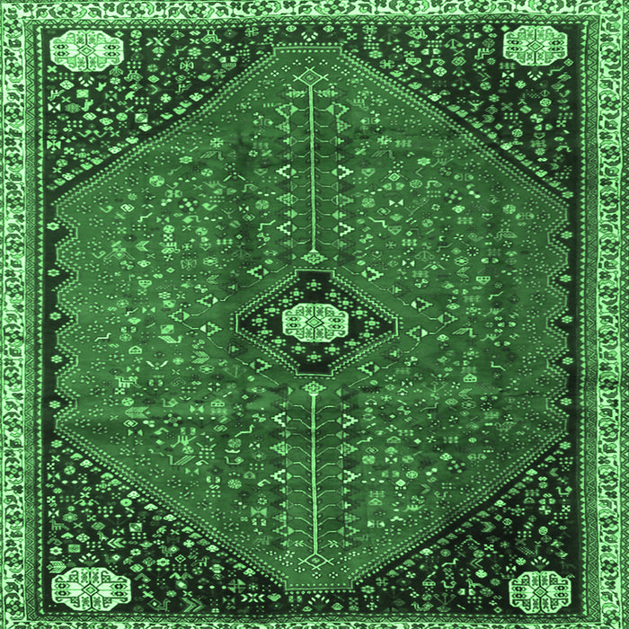 Square Machine Washable Persian Emerald Green Traditional Area Rugs, wshtr3050emgrn