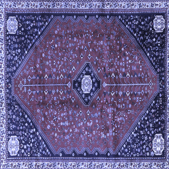 Square Machine Washable Persian Blue Traditional Rug, wshtr3050blu