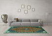 Machine Washable Persian Turquoise Traditional Area Rugs in a Living Room,, wshtr3050turq