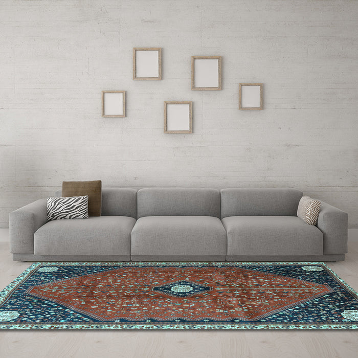 Machine Washable Persian Light Blue Traditional Rug in a Living Room, wshtr3050lblu