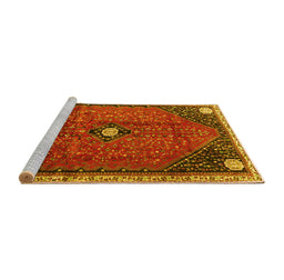 Sideview of Machine Washable Persian Yellow Traditional Rug, wshtr3050yw
