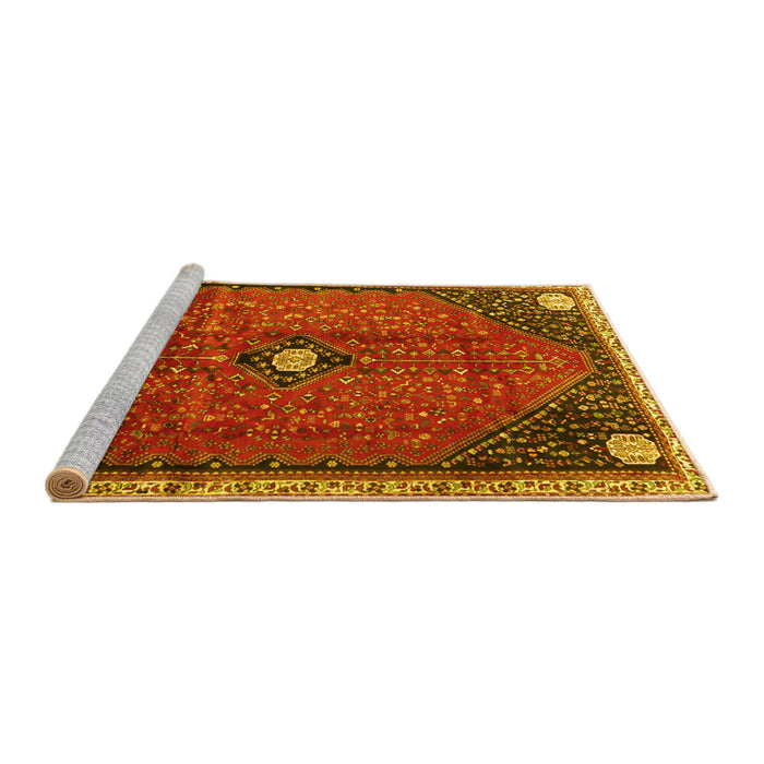Sideview of Machine Washable Persian Yellow Traditional Rug, wshtr3050yw