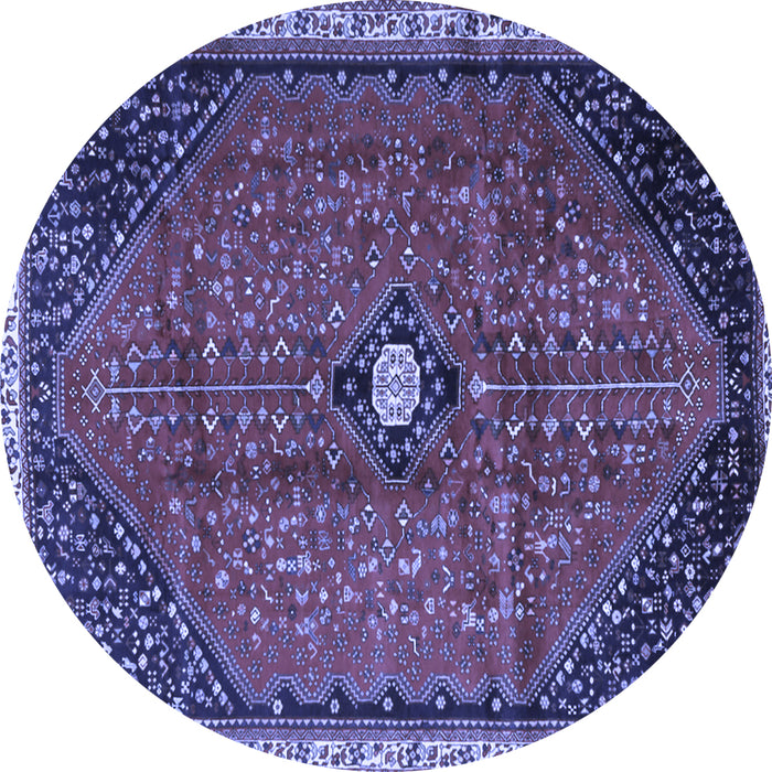 Round Machine Washable Persian Blue Traditional Rug, wshtr3050blu