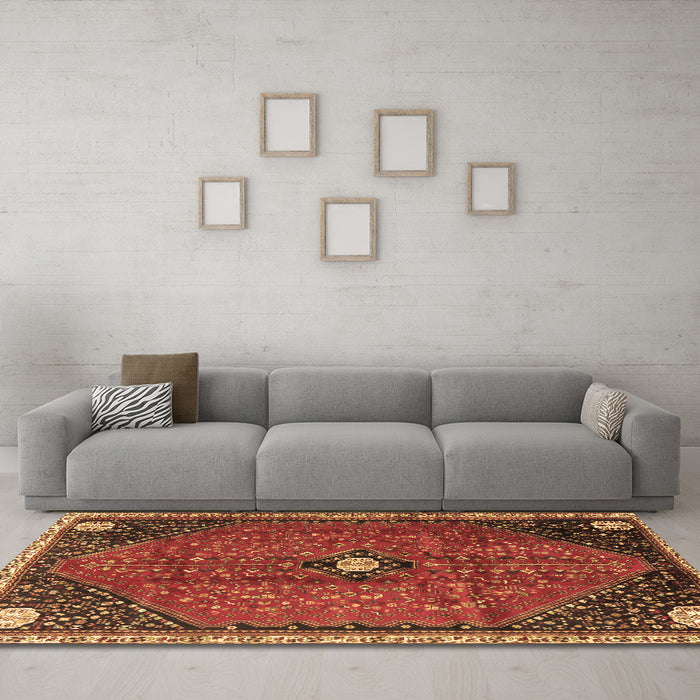 Machine Washable Persian Brown Traditional Rug in a Living Room,, wshtr3050brn